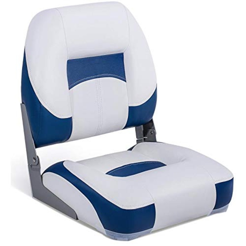 Marine Chair – Low Back Seat (20 x 16 x 15.5) – White & Blue
