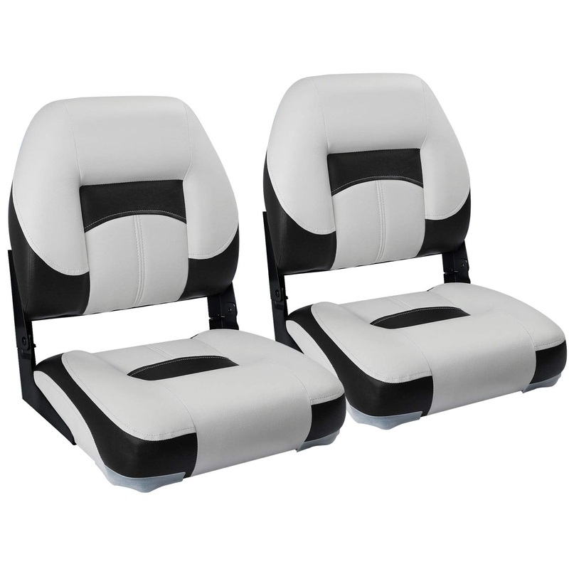 Marine Chair – Low Back Seat (20 x 16 x 15.5) – White & Grey