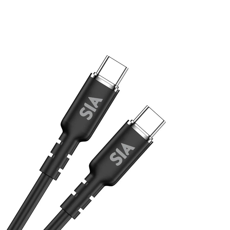 SIA Silicone Type-C To Type-C Cable 60W 1.2m – Black