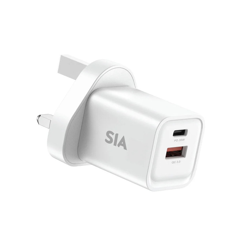 SIA WALL CHARGER GAN PD/PPS/QC 35W DUAL PORTS A+C WHITE-UK